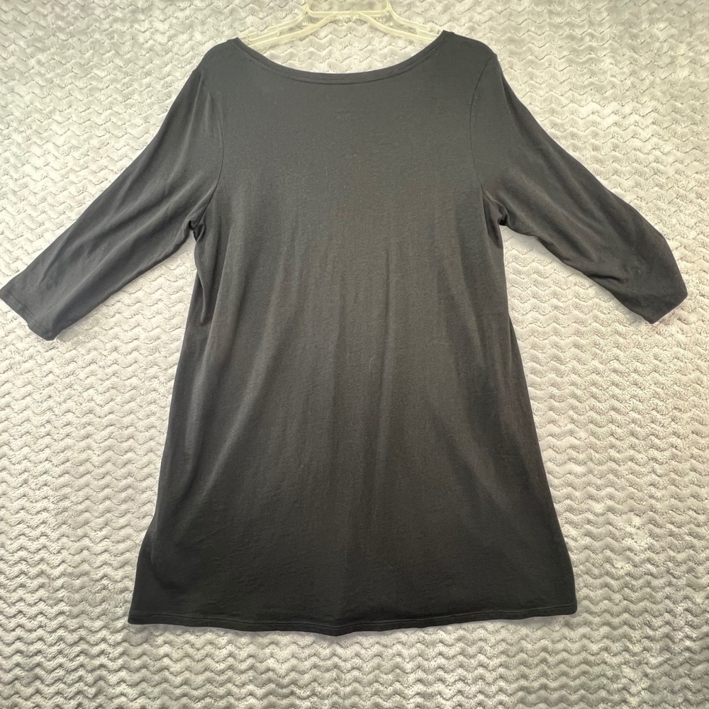 Pure Jill Womens Black 3/4 Sleeve Scoop Neck Knit Tunic Top, Casual Everyday - Picture 10 of 16
